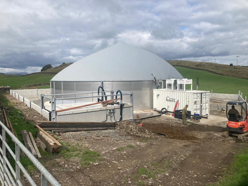 Biolectric container and digester connected up during a Charlie Bell Building installation