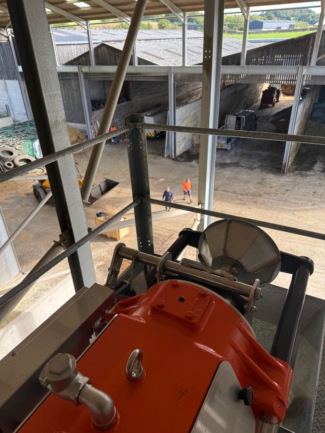 Steel framework being erected inside a digester structure during the build